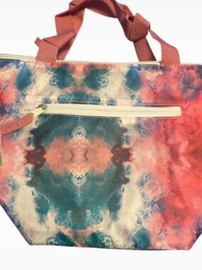 Tie-Dye Canvas Lunch Bag in Coral & Teal